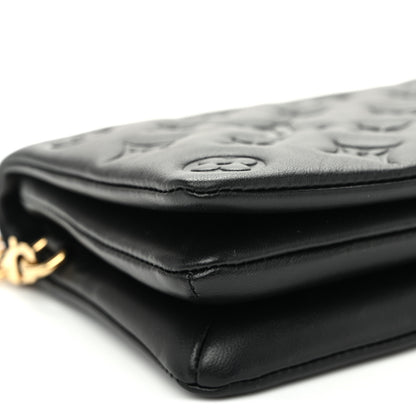 Louis Vuitton Lambskin Embossed Monogram Pochette Coussin Black 8 of 10