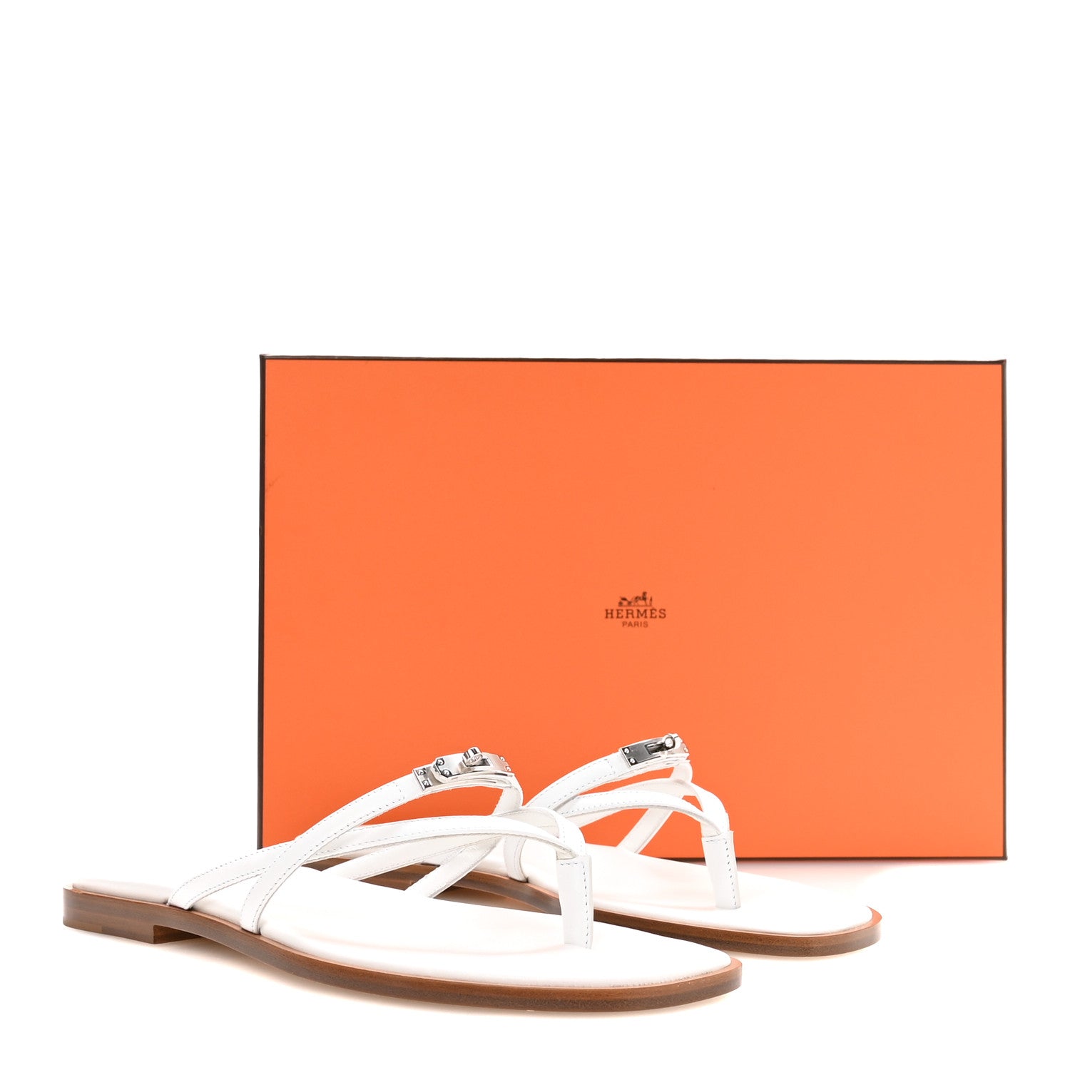 Hermes Calfskin Miss Sandals 38 White 1923123 – FASHIONPHILE