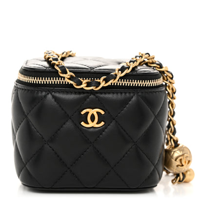Chanel Lambskin Quilted Mini Pearl Crush Vanity Case With Chain Black 1 of 10