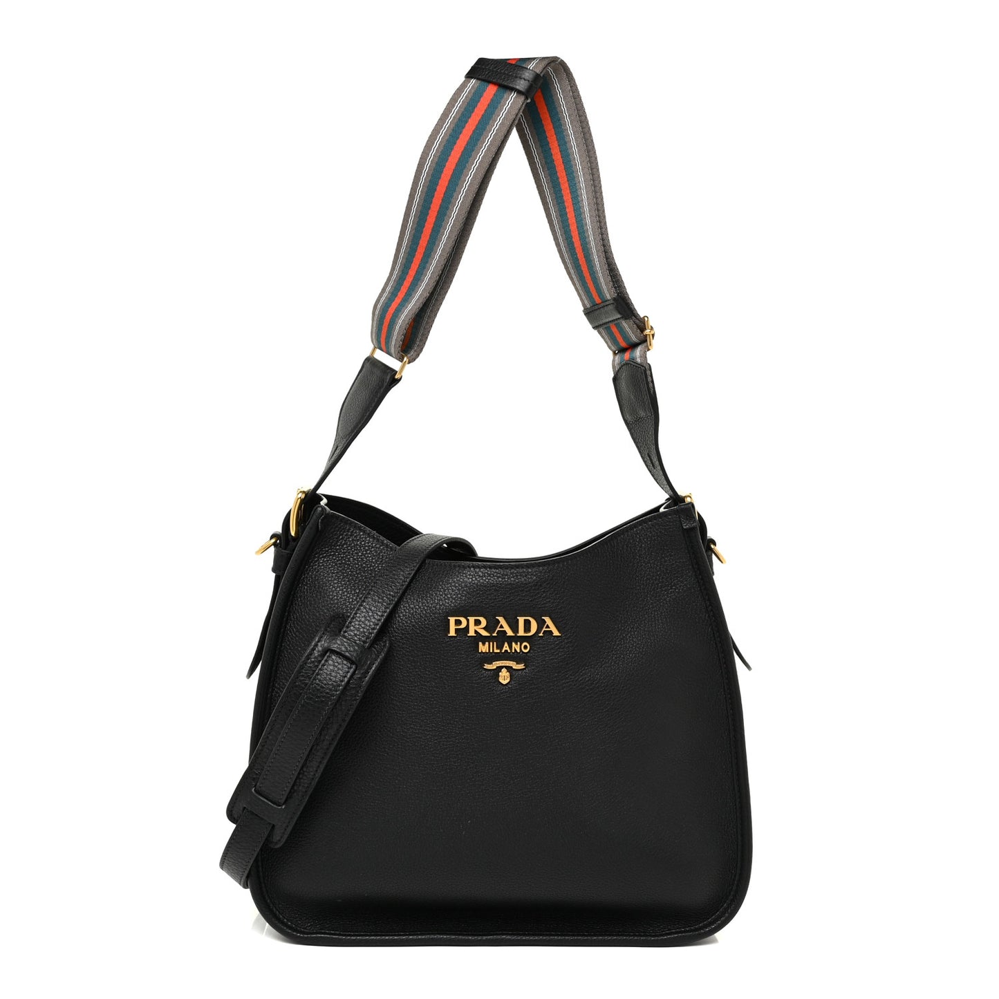 Vitello Phenix Zippered Messenger Hobo Black