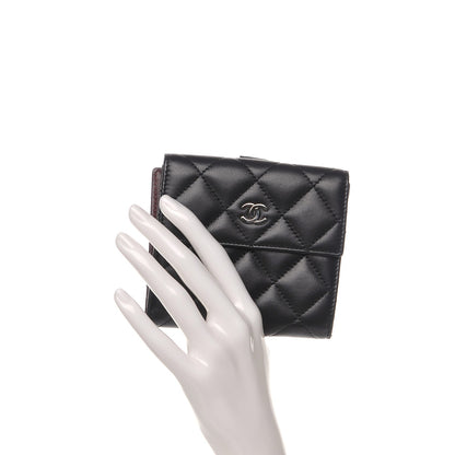 Chanel Lambskin Quilted Compact French Flap Wallet Black 2 of 9