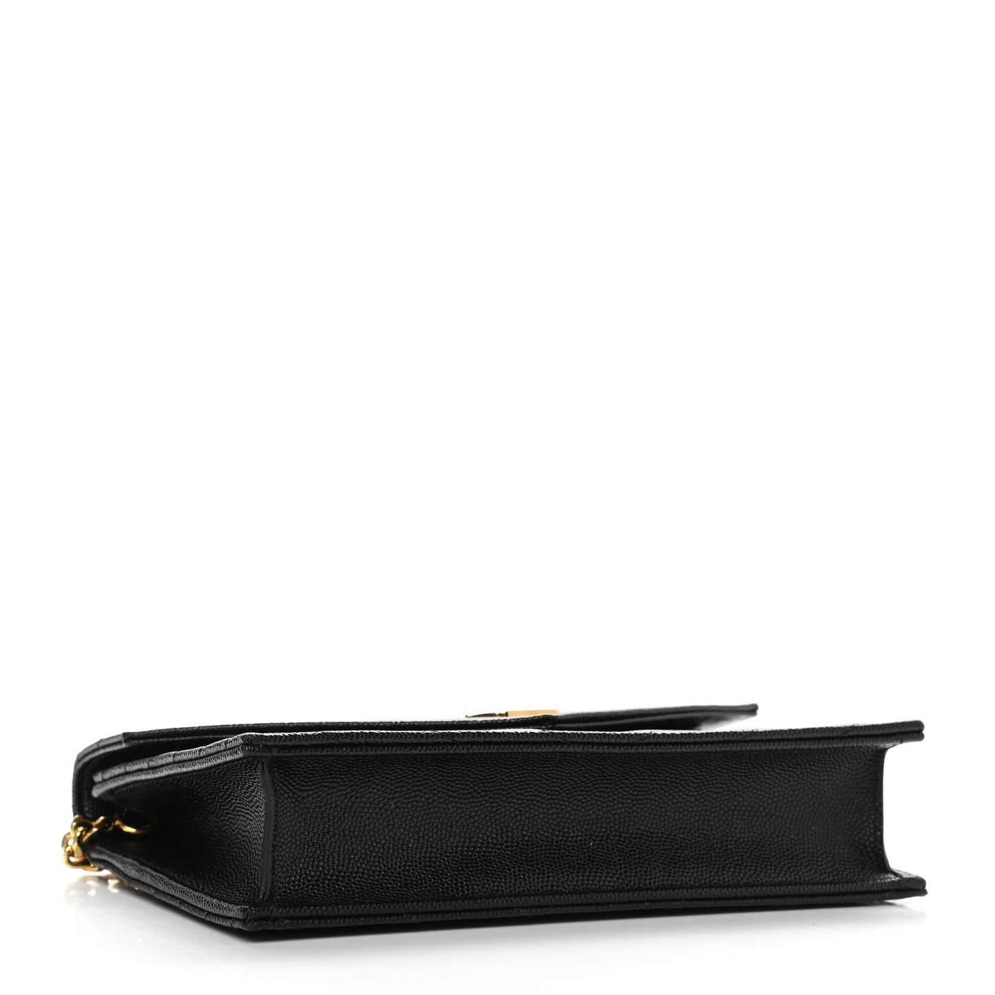 Grain De Poudre Matelasse Chevron Monogram Envelope Chain Wallet Black