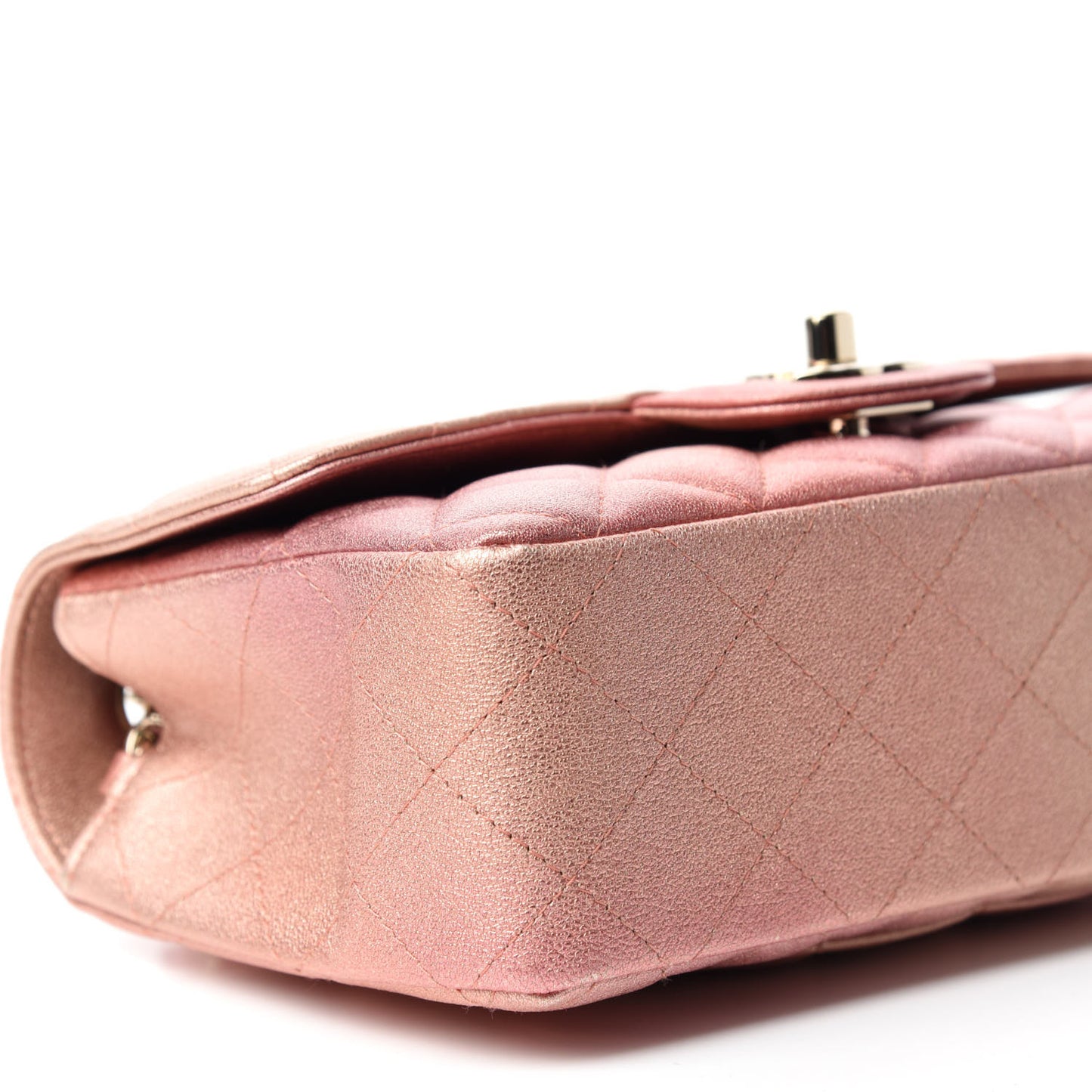 Metallic Lambskin Quilted Ombre Mini Rectangular Flap Pink