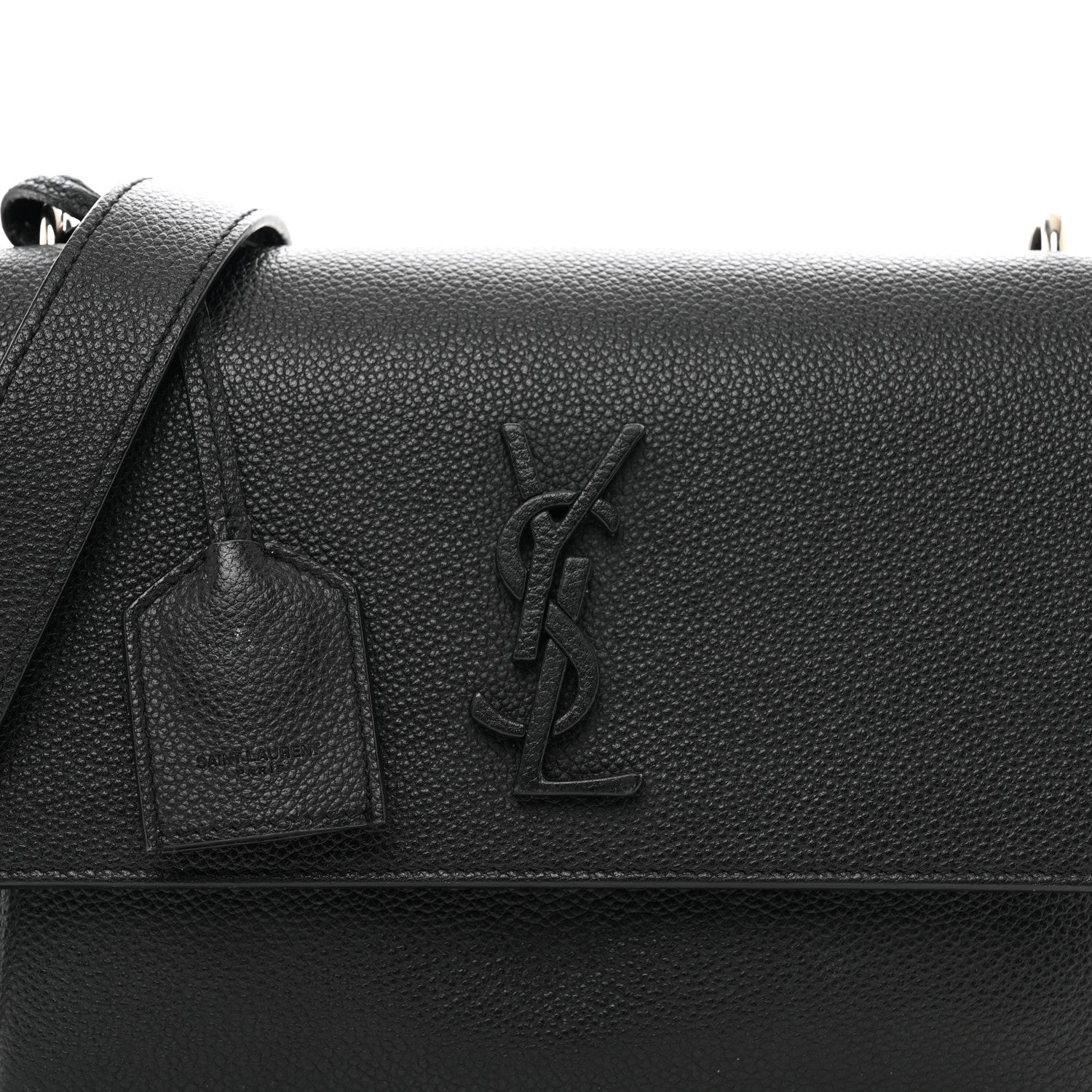 Saint Laurent Grained Calfskin Medium Monogram Sunset Satchel Black 7 of 13