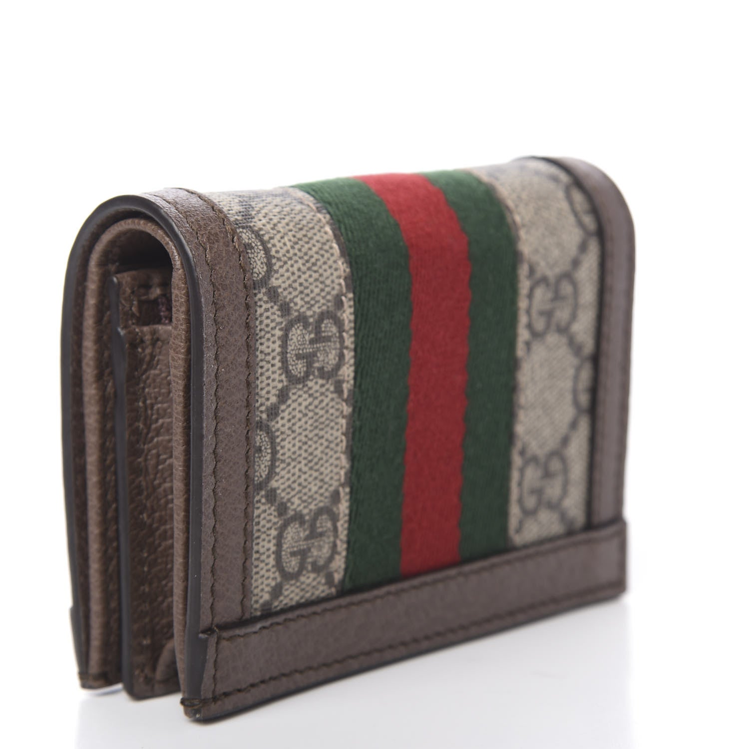 Gucci GG Supreme Monogram Web Ophidia Card Case Beige New Acero 3 of 8