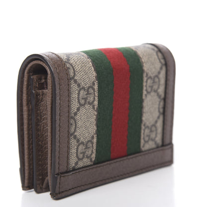 Gucci GG Supreme Monogram Web Ophidia Card Case Beige New Acero 3 of 8
