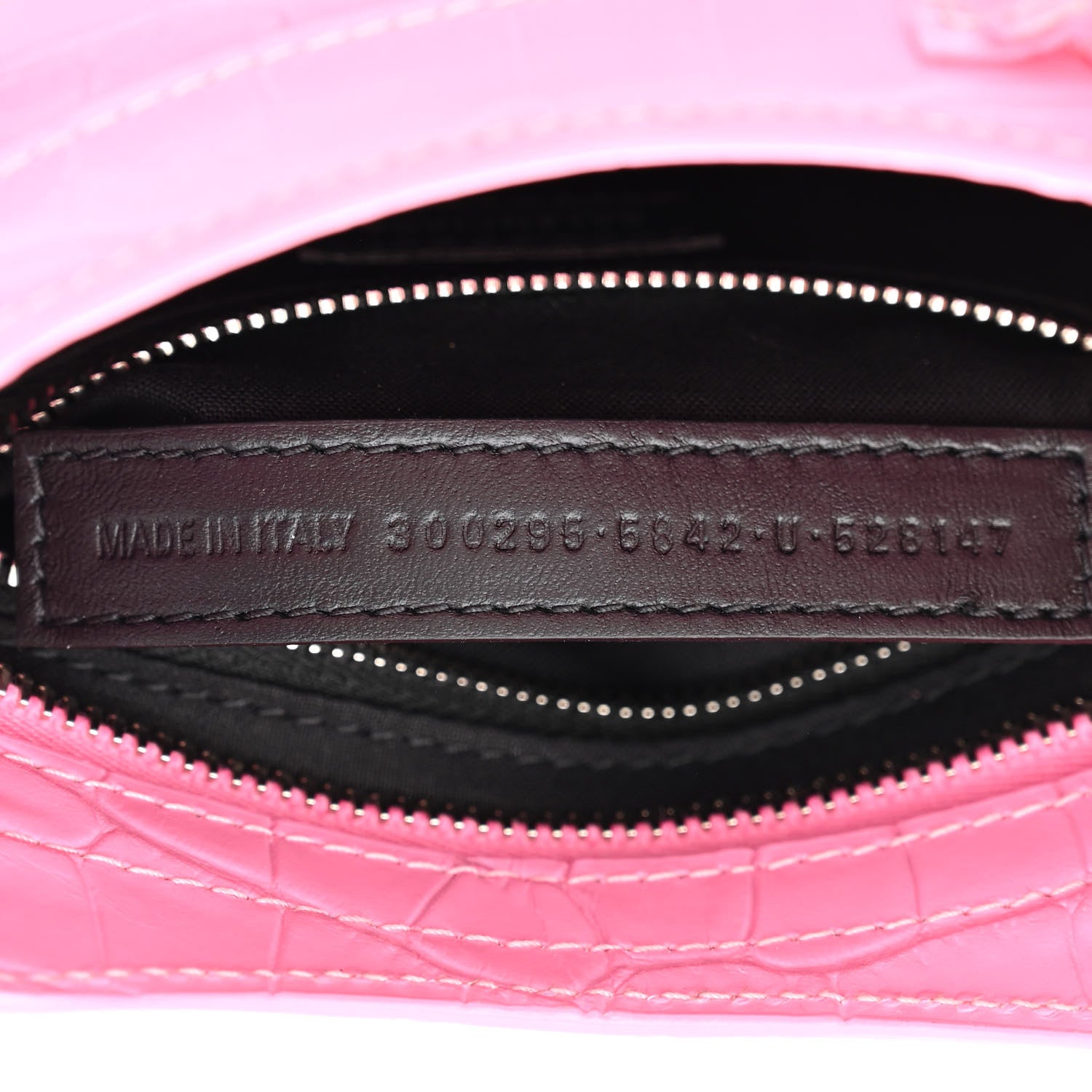 Balenciaga Shiny Supple Calfskin Crocodile Embossed Classic Silver Hardware Mini City Baby Pink 7 of 10