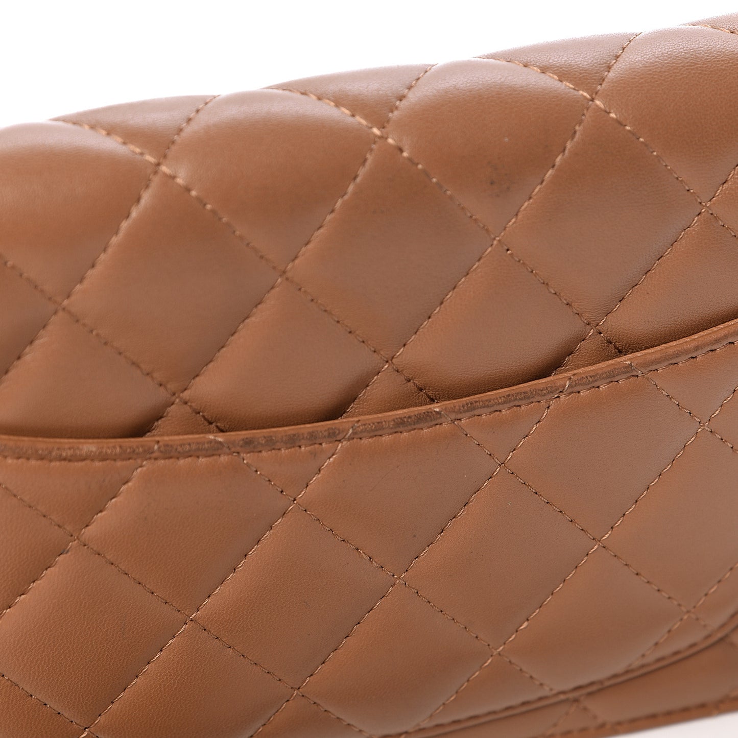 Lambskin Quilted Wallet on Chain WOC Dark Beige