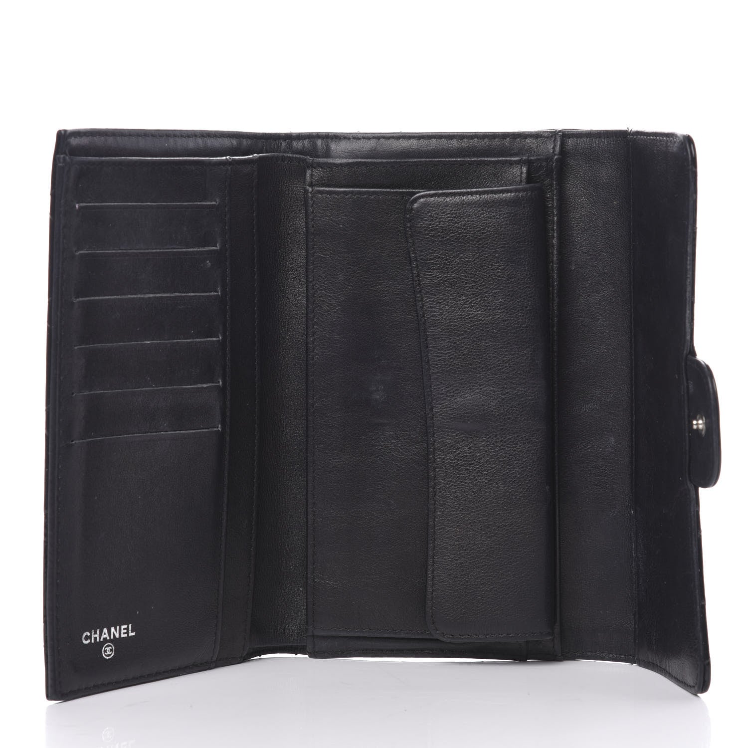 Chanel Patent Quilted Large Flap Wallet Black 5 of 8