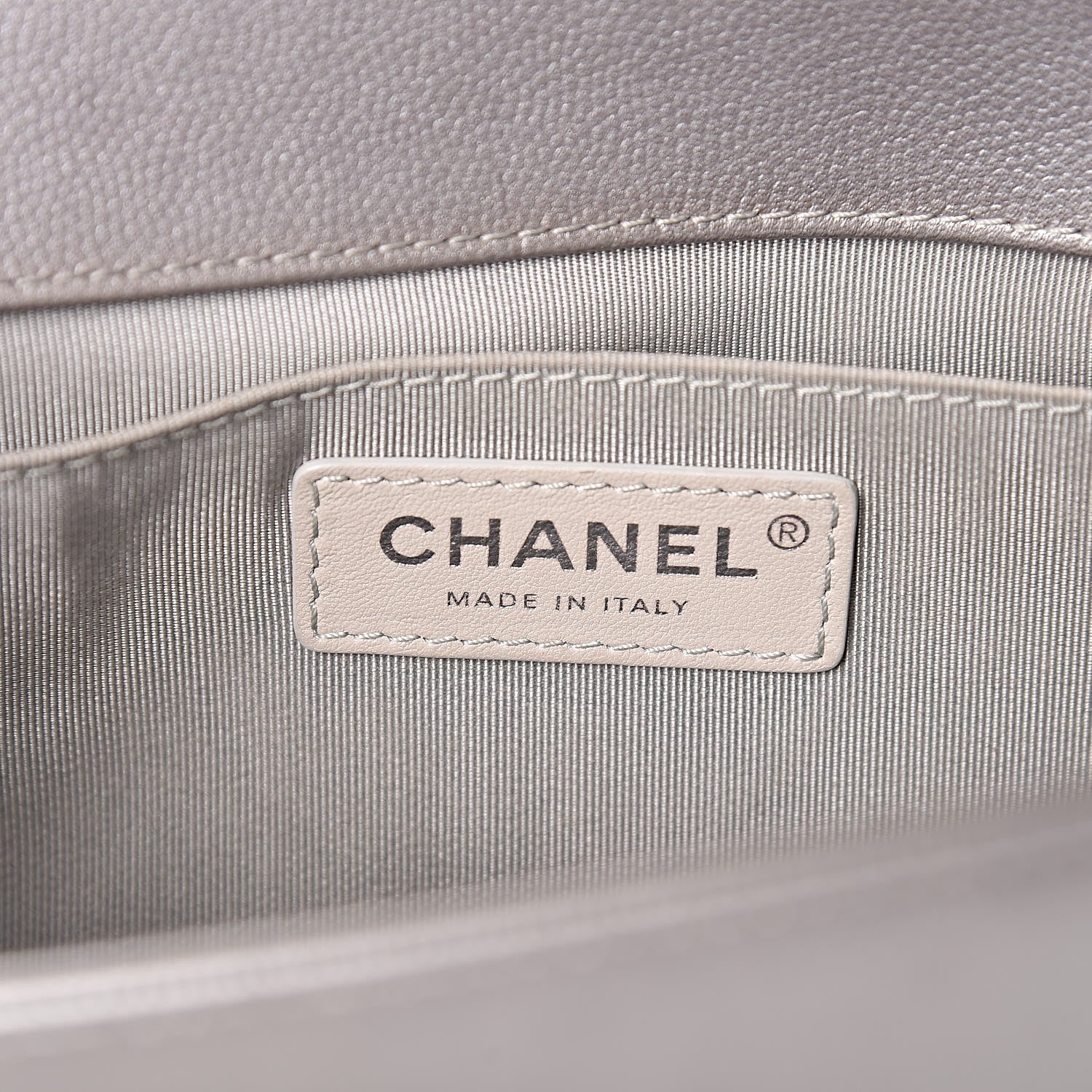 Chanel Metallic Caviar Chevron Quilted Medium Boy Flap Silver 8 of 11