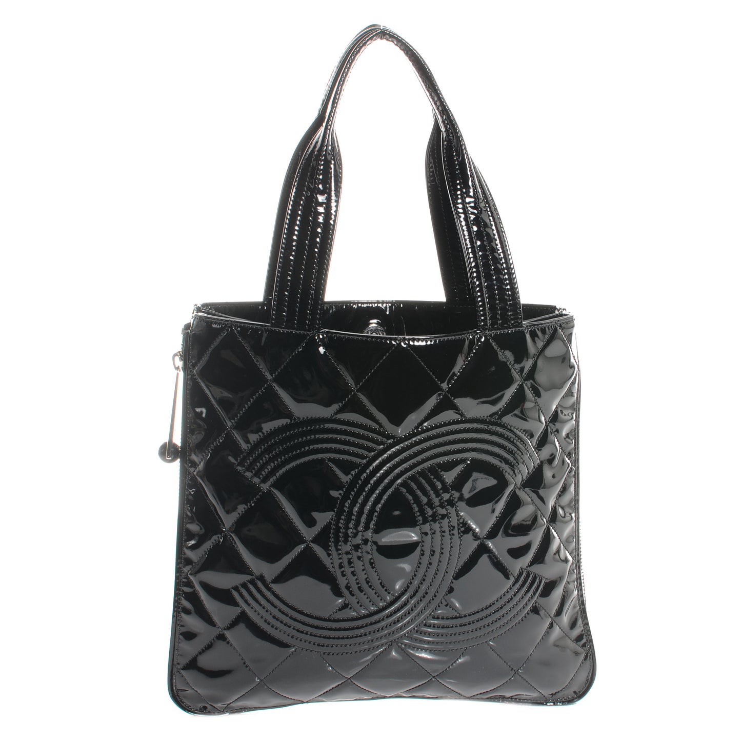 Vinyl Quilted CC Small Expandable Tote Black