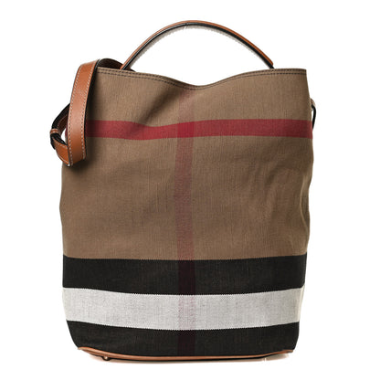 Burberry Canvas Mega Check Medium Ashby Hobo Saddle Brown 1 of 13