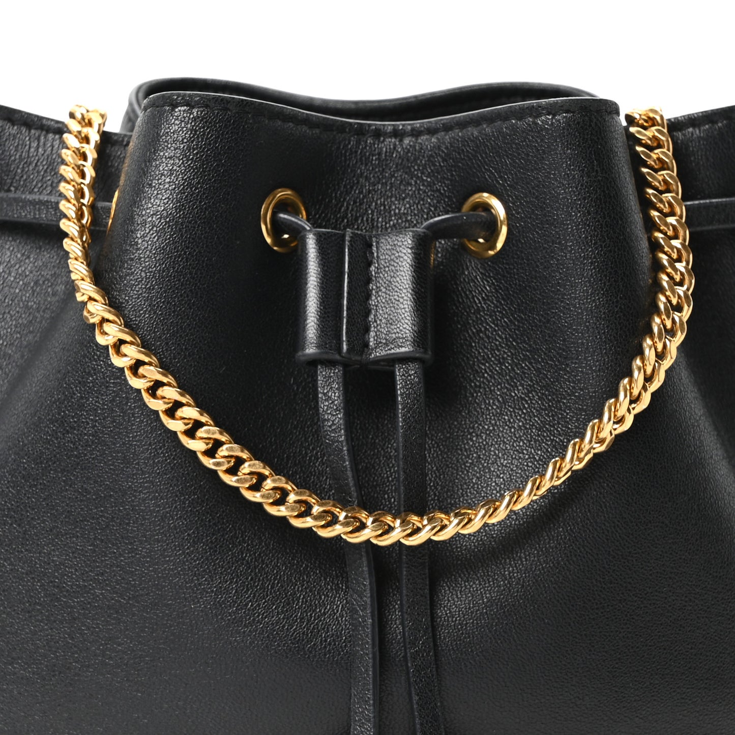 Nappa Mini VLogo Signature Chain Bucket Bag Black