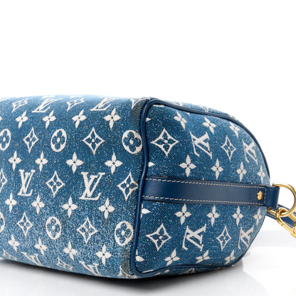 Louis Vuitton Monogram Jacquard Denim Speedy Bandouliere 25 Bleu 11 of 12