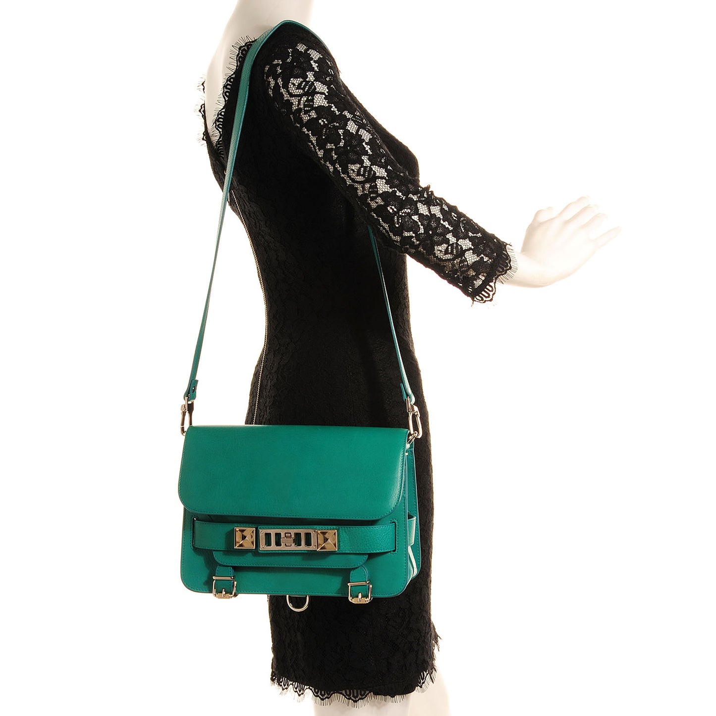 Calfskin PS11 Classic Shoulder Bag Emerald