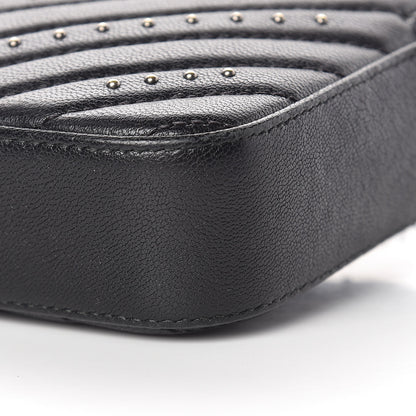 Chanel Sheepskin Chevron Quilted Studded Reissue Small Clutch With Chain Black 13 of 14