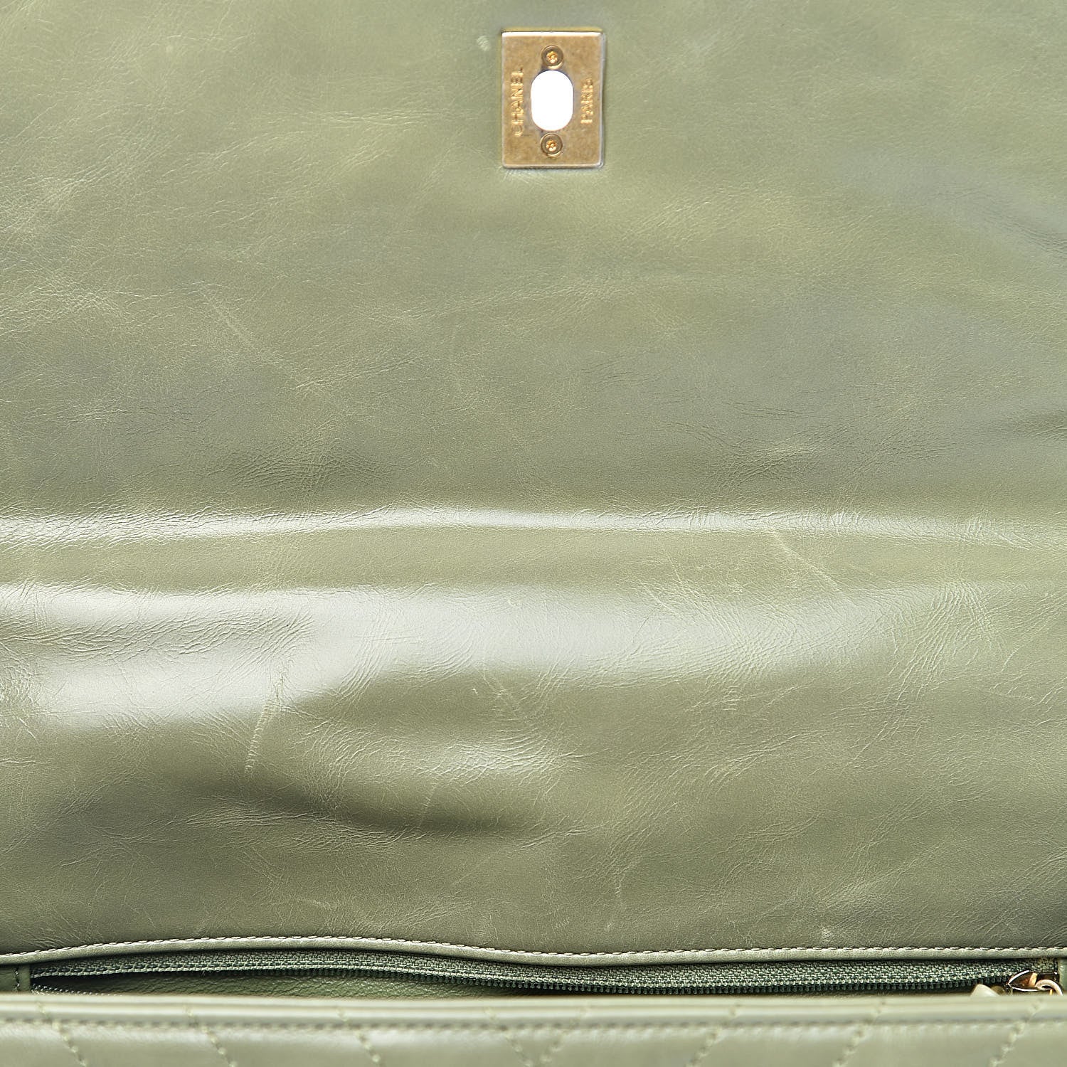 Chanel Calfskin Lizard Chevron Quilted Medium Coco Handle Flap Green 8 of 12