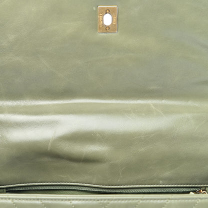 Chanel Calfskin Lizard Chevron Quilted Medium Coco Handle Flap Green 8 of 12