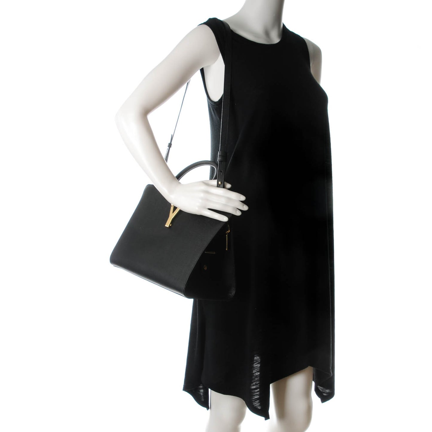 Textured Calfskin Small Classic Y Cabas Black