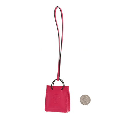 Hermes Milo Lambskin Swift Shopping Bag Charm Rose Mexico 2 of 5