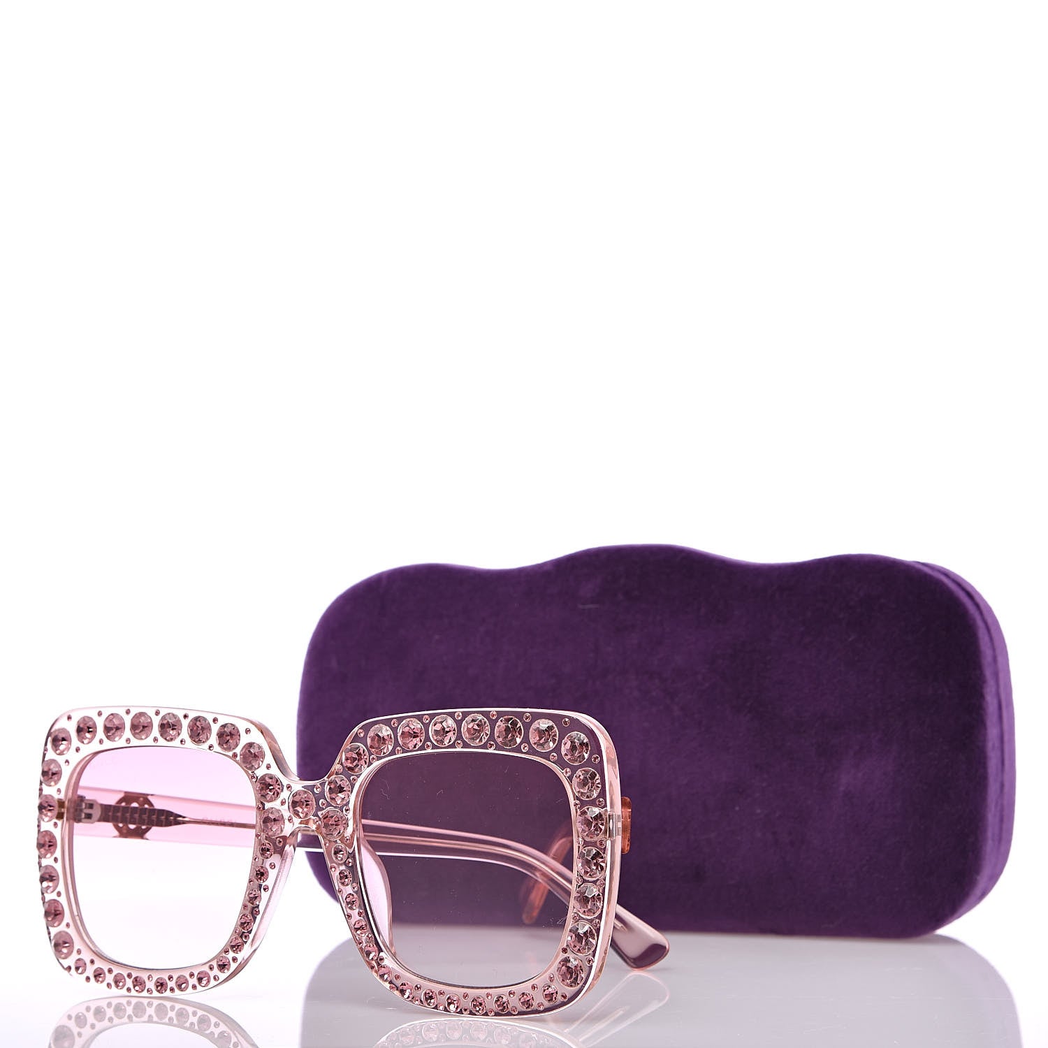Gucci Crystal Square Frame Sunglasses GG0148S Pink 8 of 8