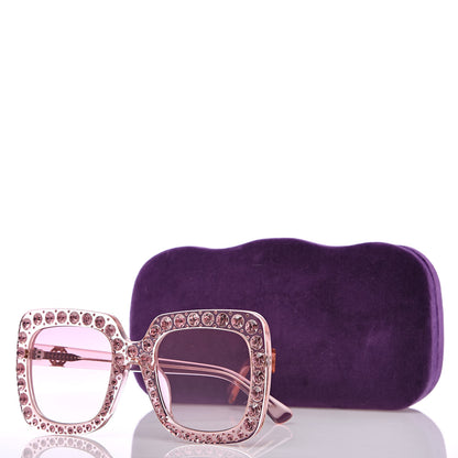 Gucci Crystal Square Frame Sunglasses GG0148S Pink 8 of 8