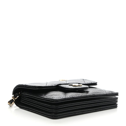 Chanel Caviar Quilted Flap Card Holder On Chain Black 4 of 9