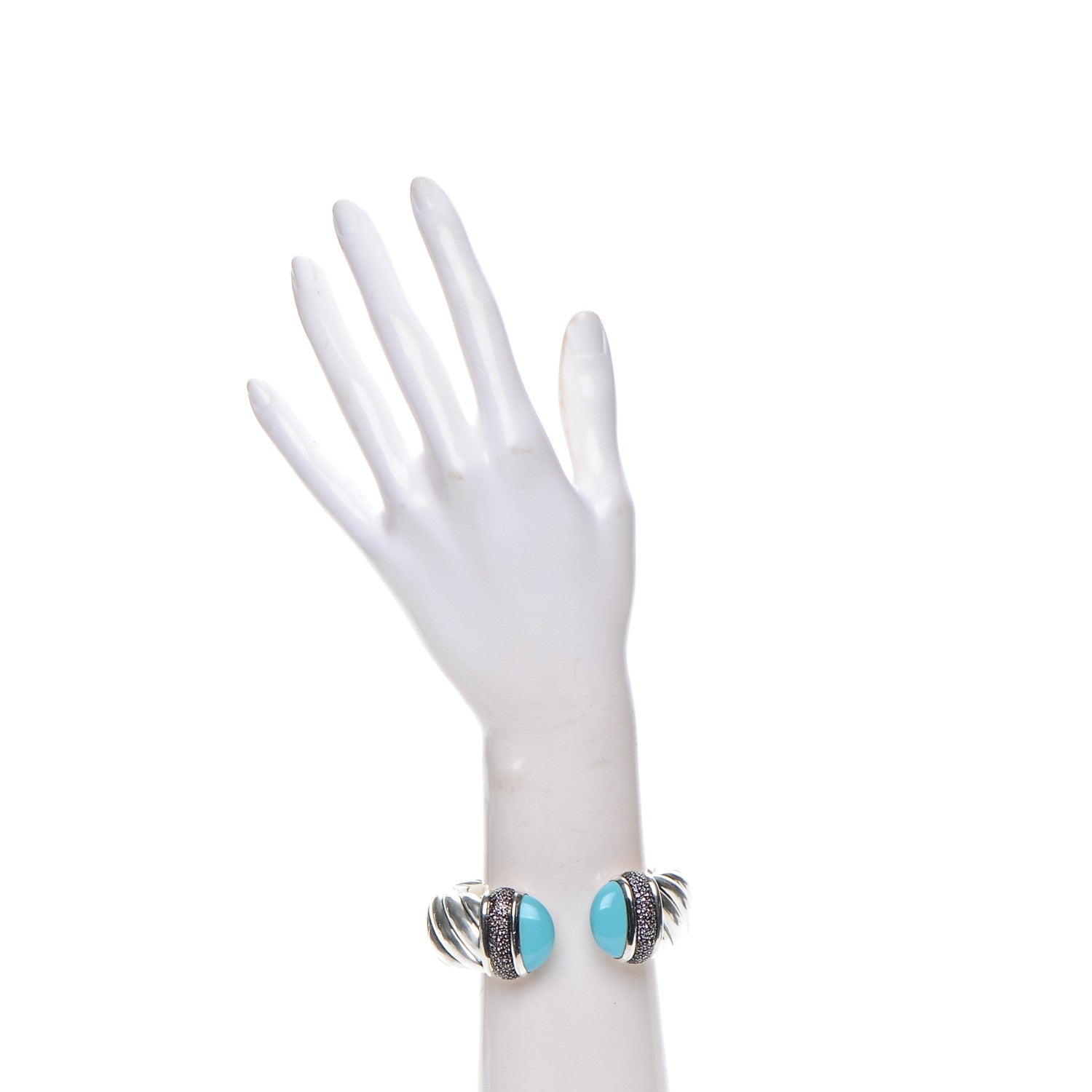 David Yurman Sterling Silver Amethyst Turquoise 25mm Waverly Bracelet 2 of 6