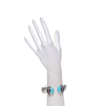 David Yurman Sterling Silver Amethyst Turquoise 25mm Waverly Bracelet 2 of 6