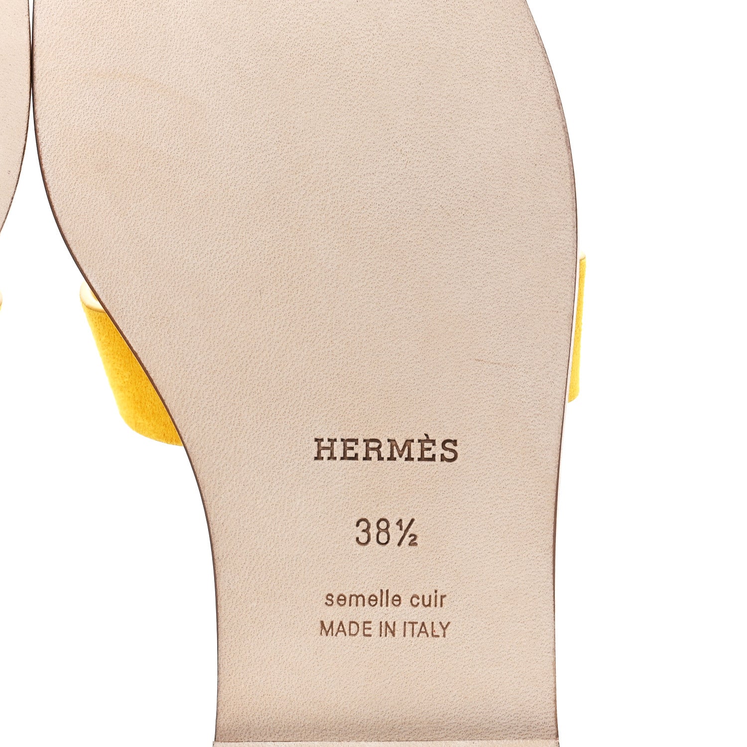 Hermes Suede Goatskin Oran Sandals 38.5 Jaune Bouton D'or 6 of 8