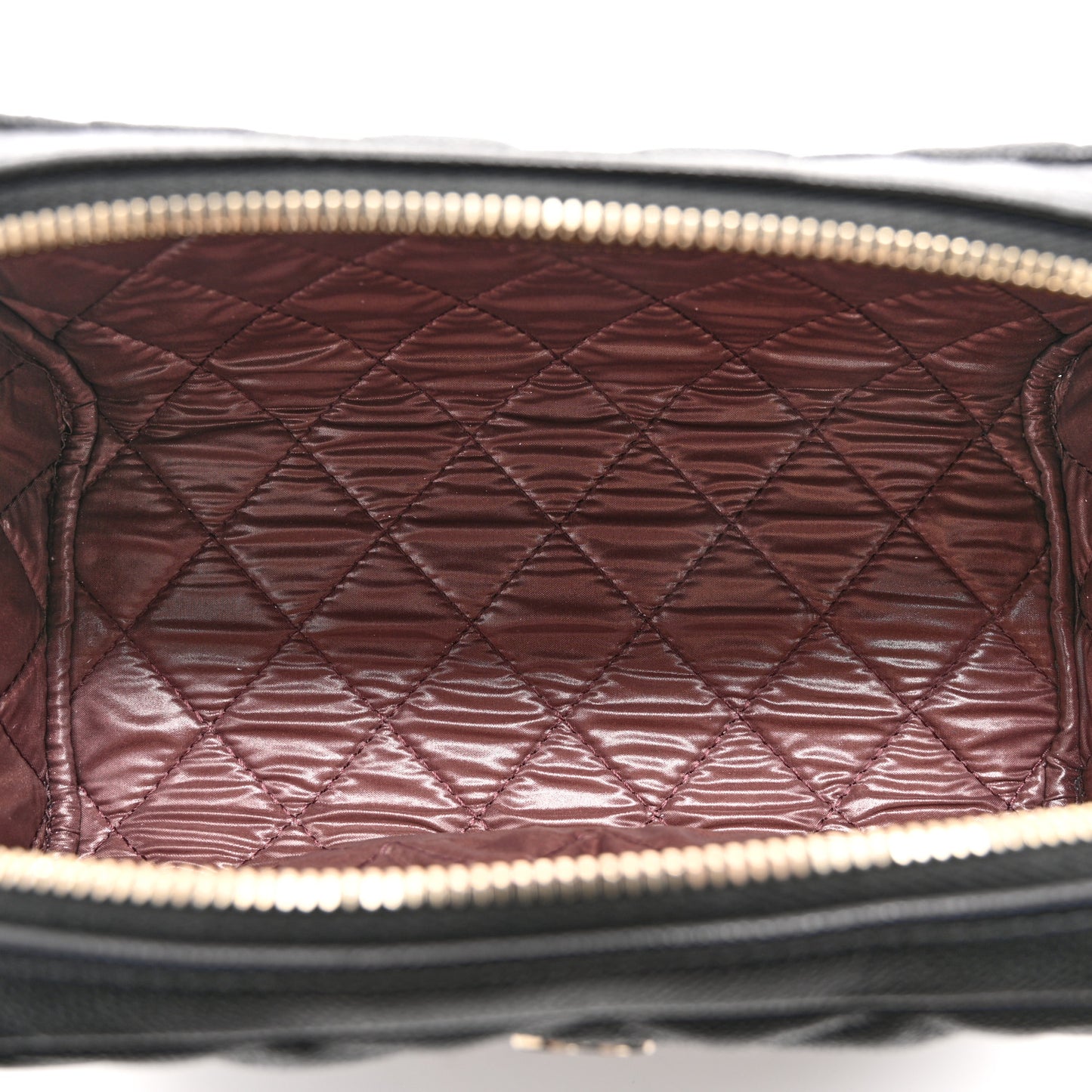 Caviar Quilted Double Zip Pouch Cosmetic Case Black