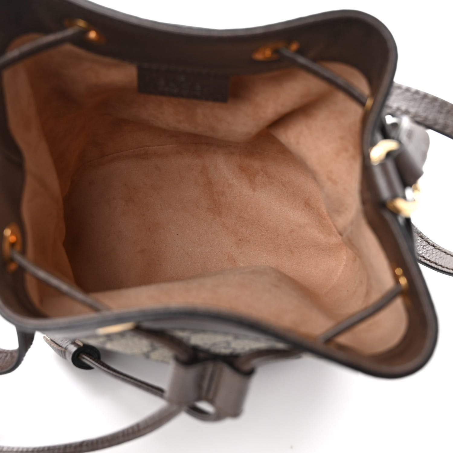 Gucci GG Supreme Monogram Web Mini Ophidia Bucket Bag Brown 5 of 9