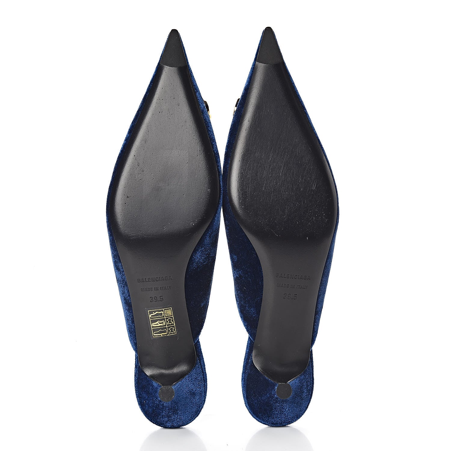 Balenciaga Stretch Velvet Pointed Toe BB 40mm Mules 39.5 Bleu Ocean 7 of 10