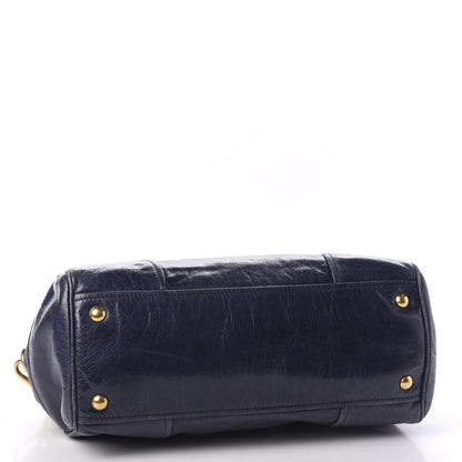 Miu Miu Vitello Shine Top Handle Satchel Bleuette 3 of 9