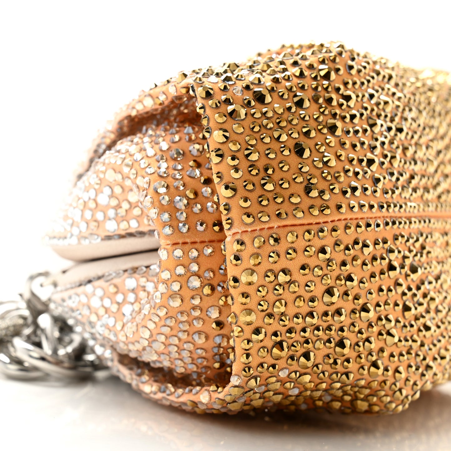 Swarovski Crystal Satin Gemma Clutch Gold Silver