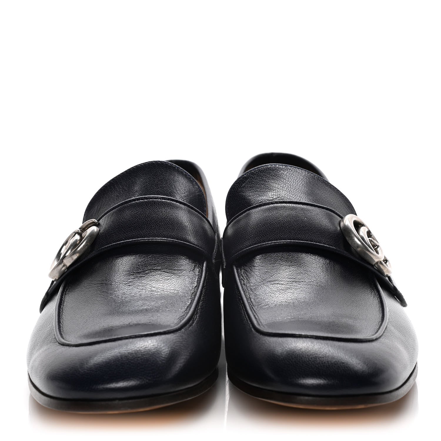 Gucci Goatskin Mens GG Loafers 7.5 Blue 2 of 12