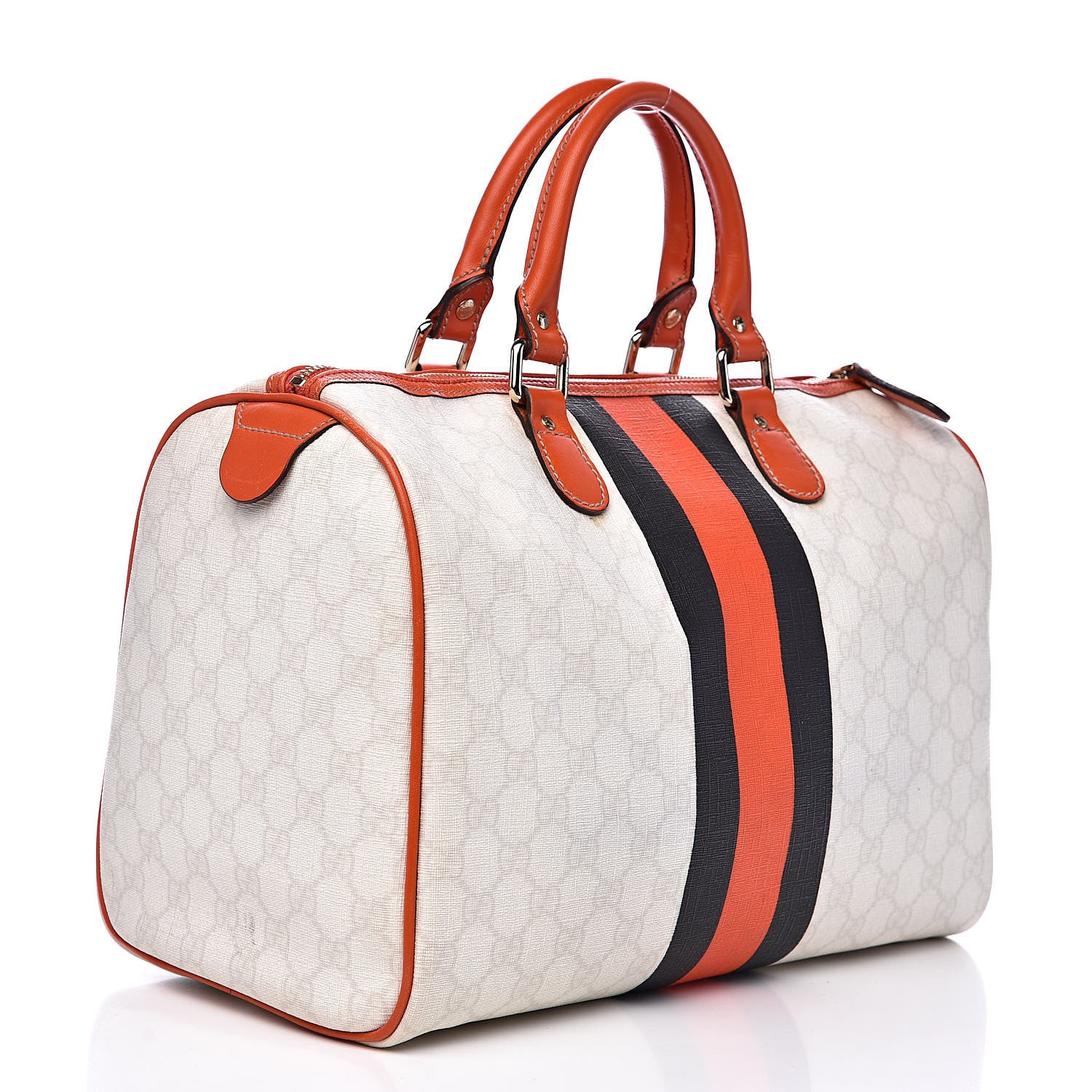 Gucci GG Plus Monogram Web Stripe Medium Joy Boston Orange 3 of 17