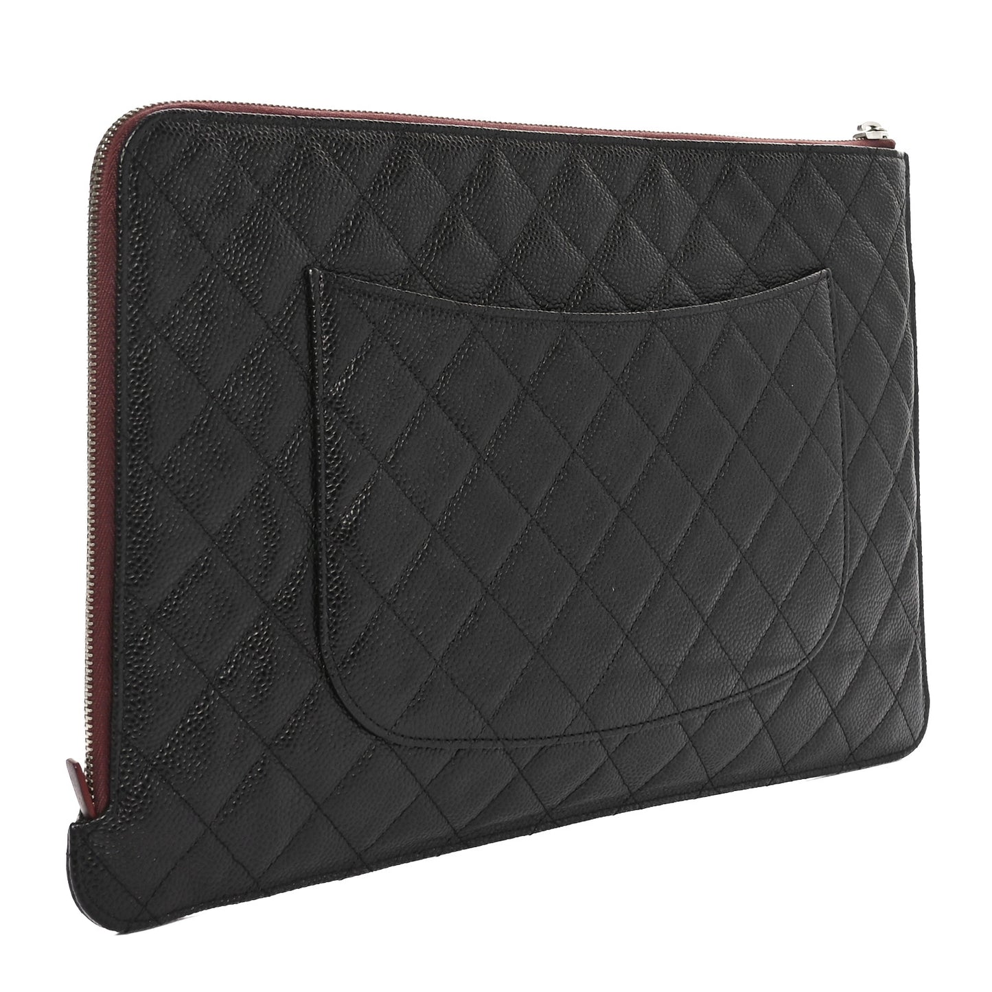 Caviar Quilted Document Portfolio Holder Black