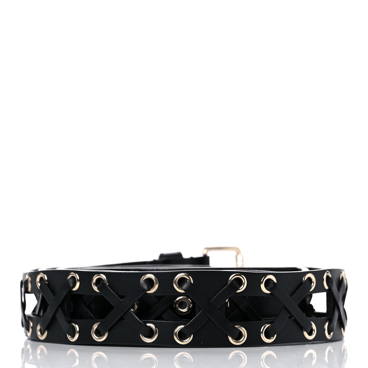 Calfskin Cross Stitch Grommet Belt 110 44 Black