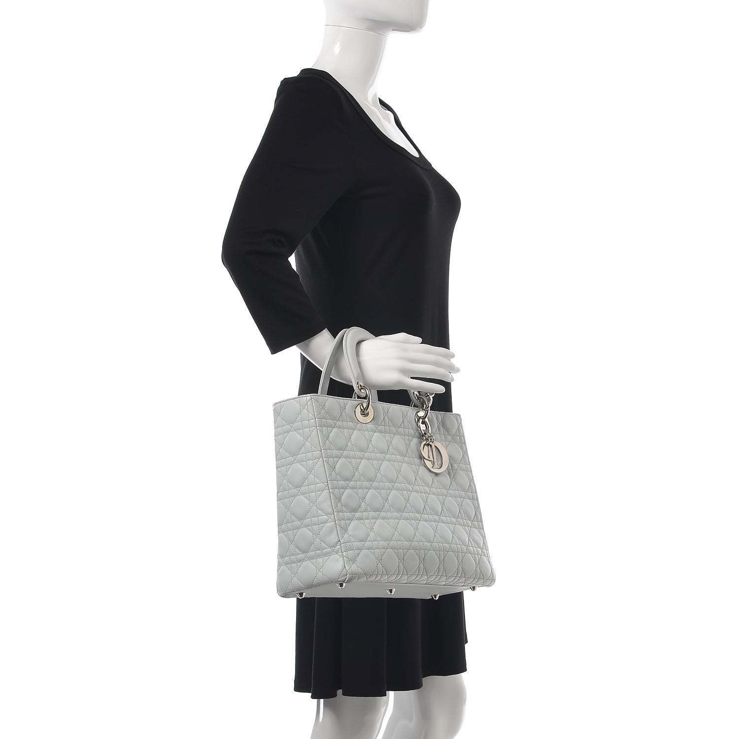 Christian Dior Lambskin Cannage Large Lady Dior Grey 2 of 11