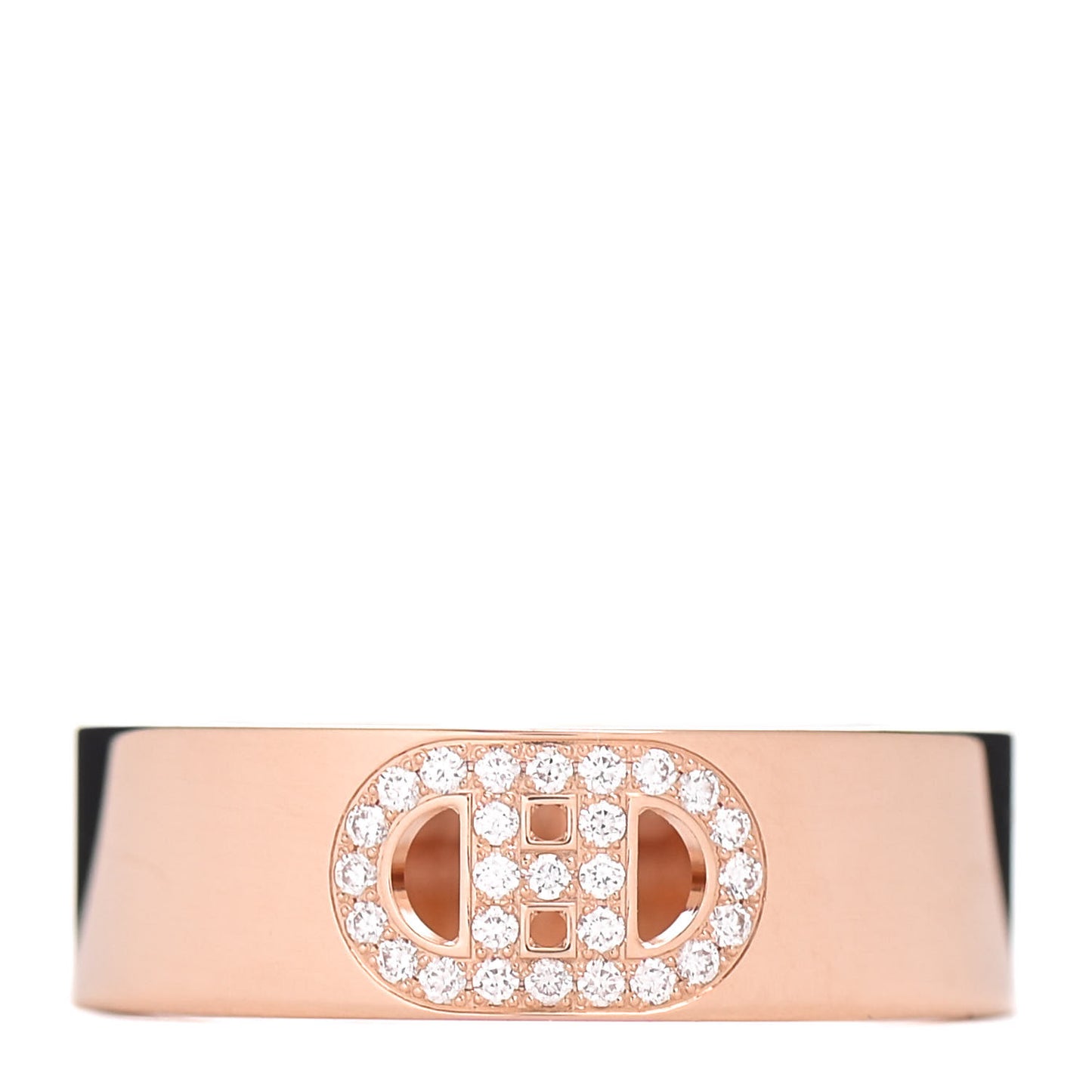 18K Rose Gold Diamond PM H D'Ancre Ring 50 5.25