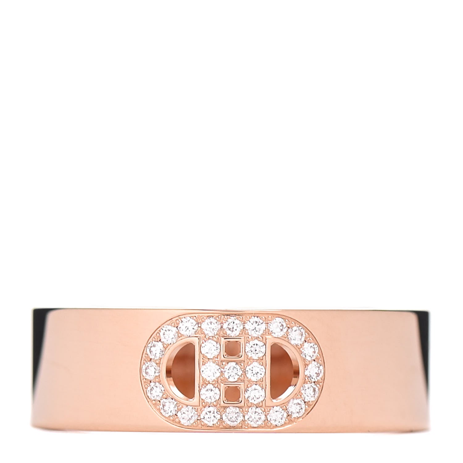 Hermes 18K Rose Gold Diamond PM H D'Ancre Ring 50 5.25 1 of 4