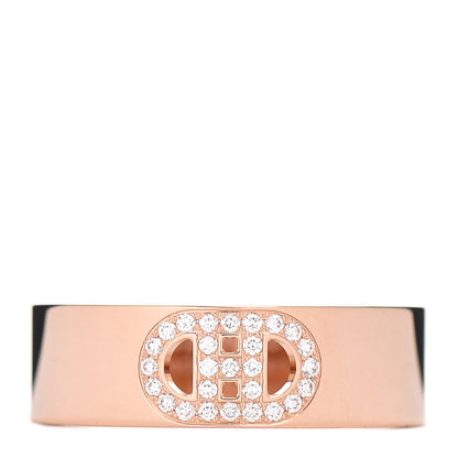 Hermes 18K Rose Gold Diamond PM H D'Ancre Ring 50 5.25 1 of 4