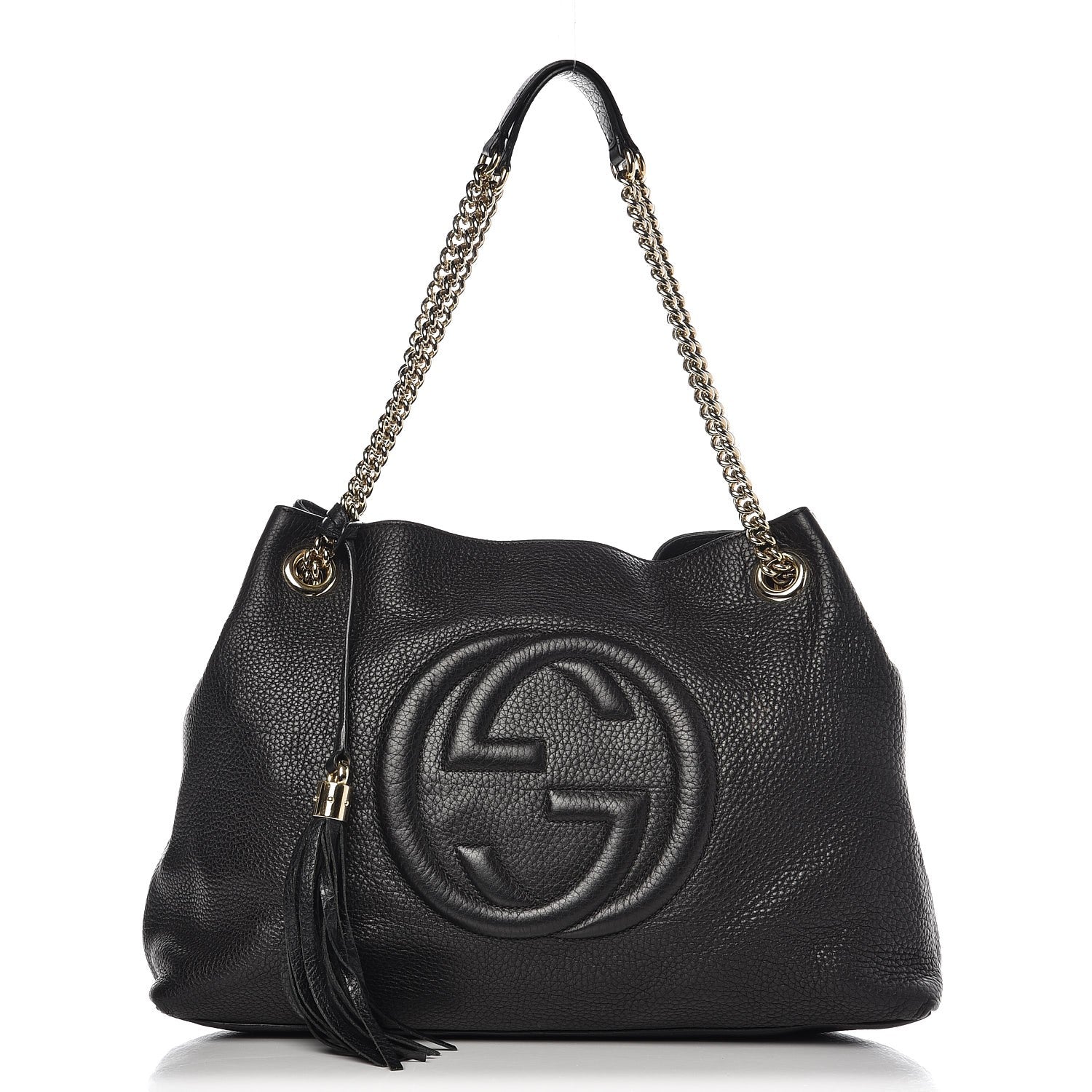 Gucci Pebbled Calfskin Medium Soho Chain Shoulder Bag Black 1 of 8