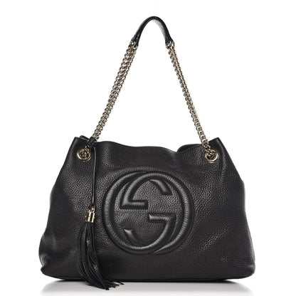 Gucci Pebbled Calfskin Medium Soho Chain Shoulder Bag Black 1 of 8