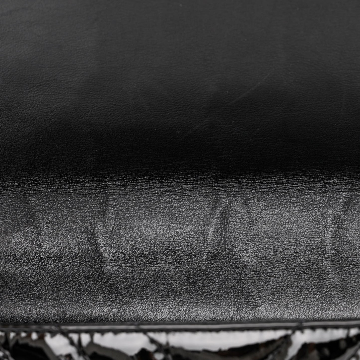 Patent Chevron Quilted Maxi Single Flap Black