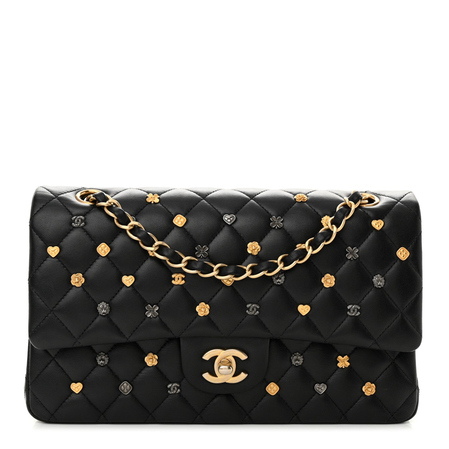 Chanel Lambskin Quilted Studded Medium Double Flap Black 1 of 11