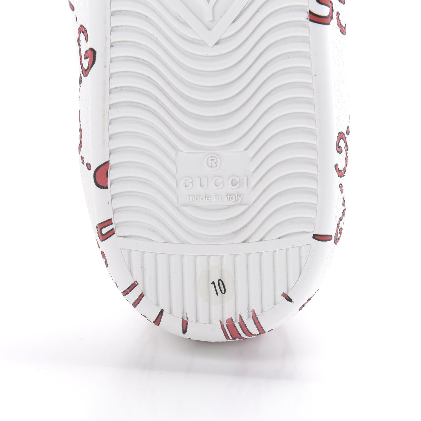 Calfskin GucciGhost Print Mens Ace Sneakers 10 White Hibiscus Red