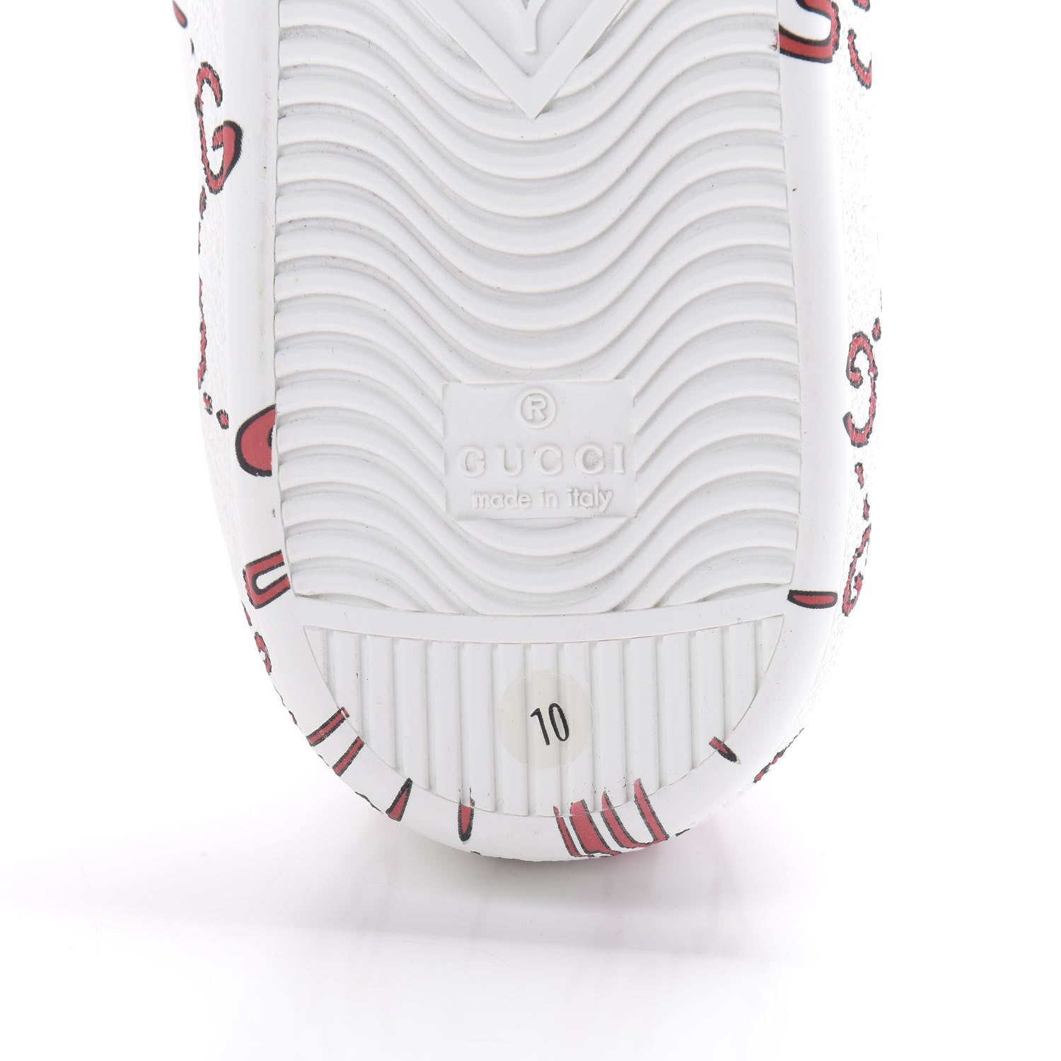 Gucci Calfskin GucciGhost Print Mens Ace Sneakers 10 White Hibiscus Red 6 of 9