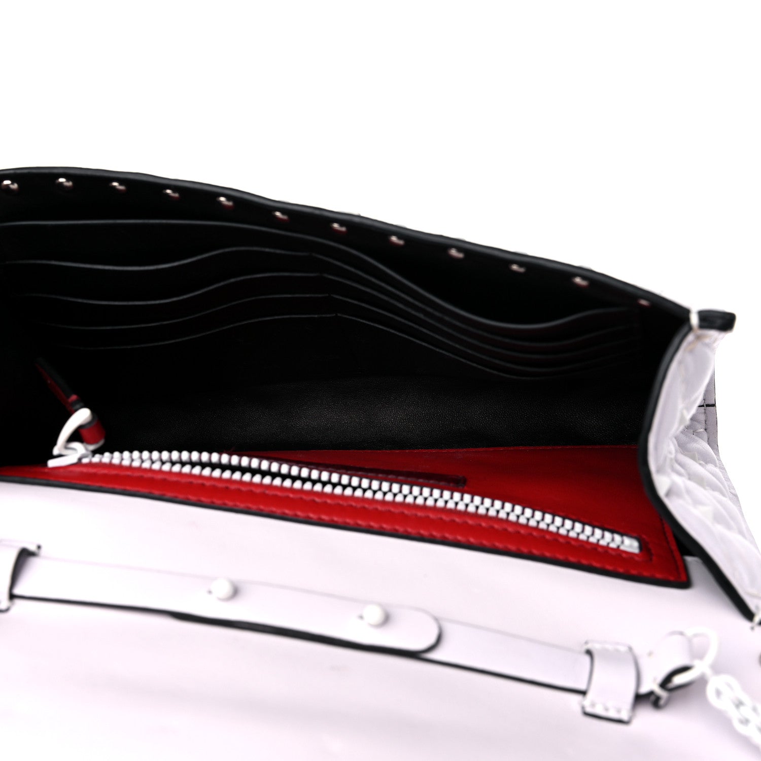 Valentino Garavani Lambskin Free Rockstud Spike Wallet on Chain Optic White 5 of 14